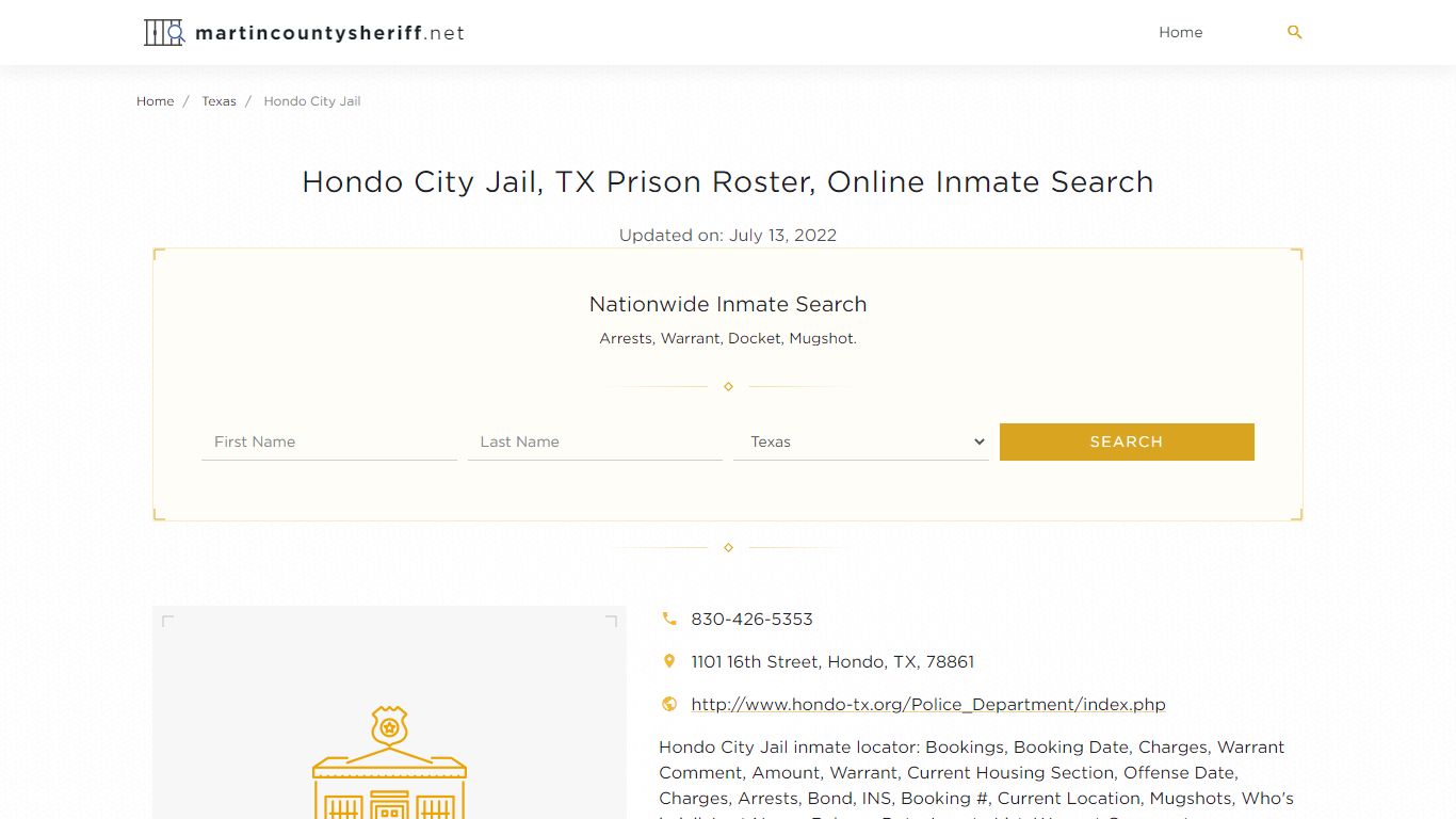 Hondo City Jail, TX Prison Roster, Online Inmate Search ...