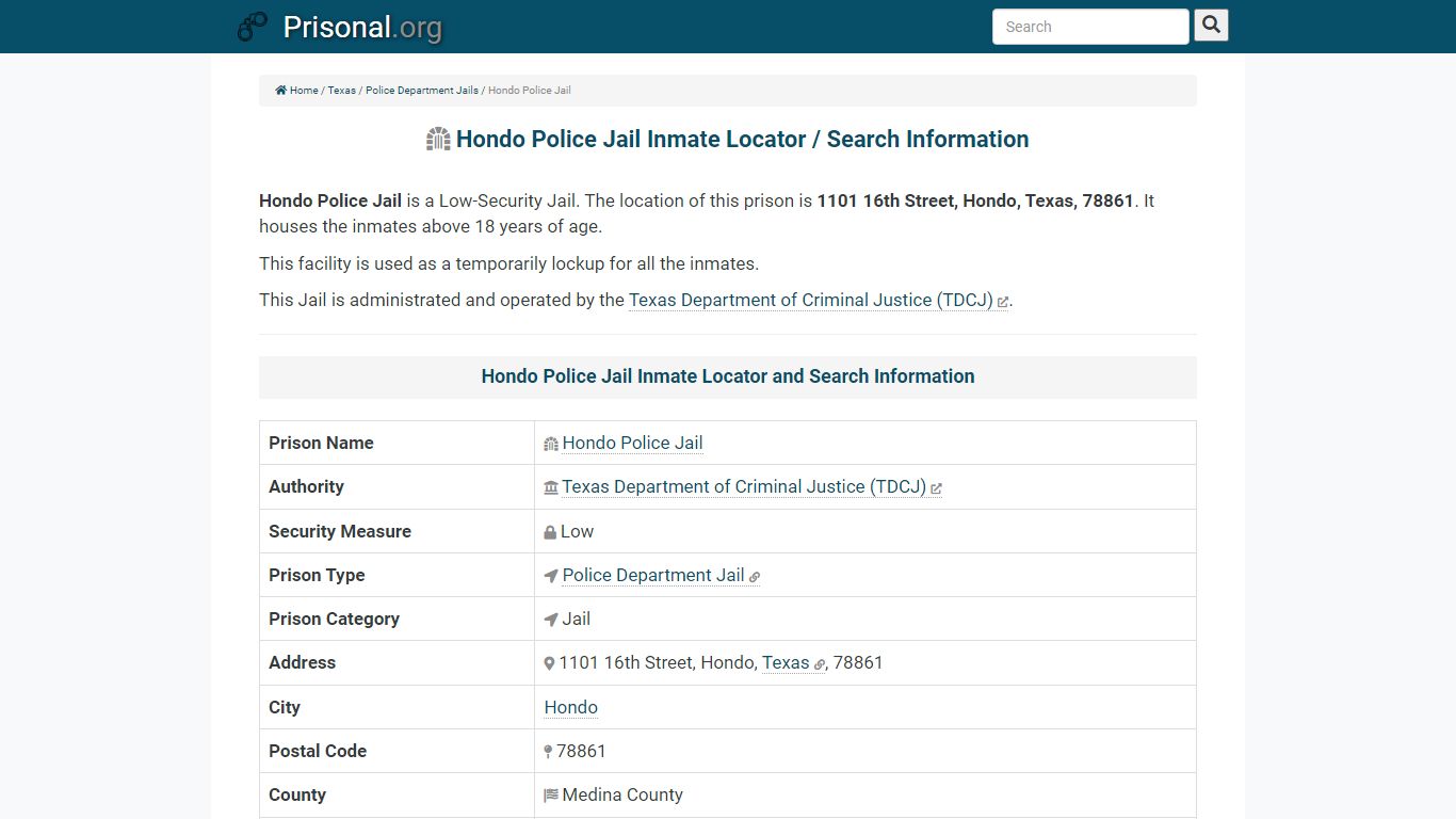 Hondo Police Jail-Inmate Locator/Search Info, Phone, Fax ...