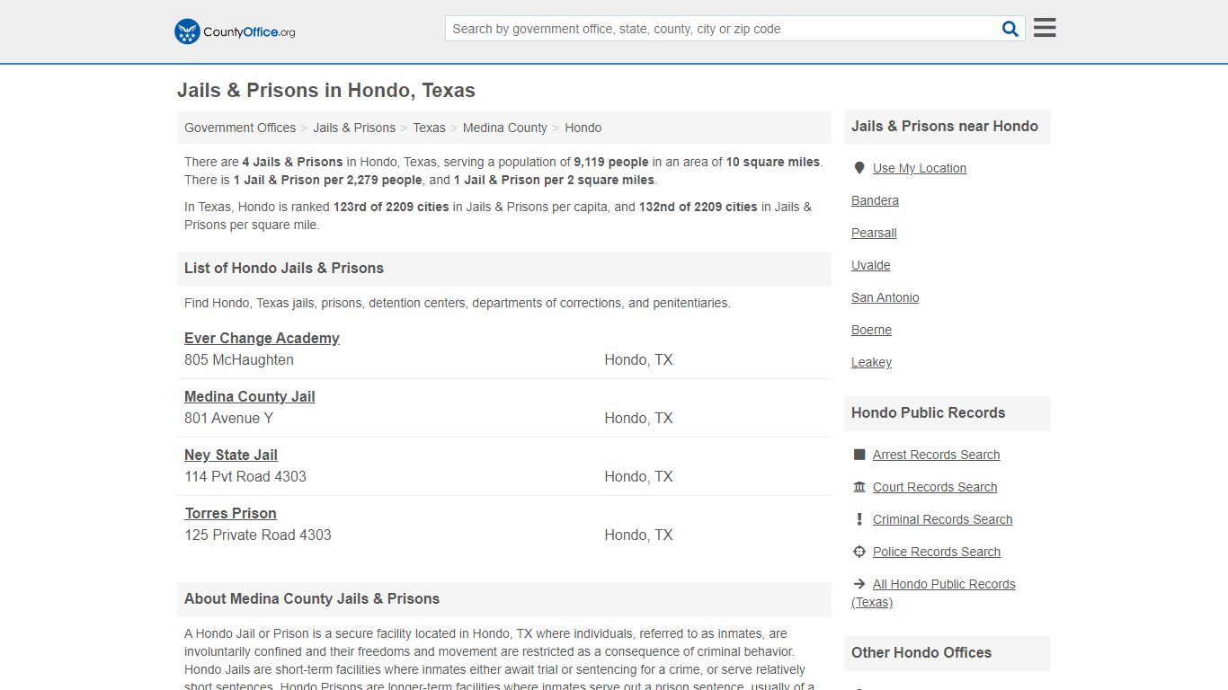 Jails & Prisons - Hondo, TX (Inmate Rosters & Records)